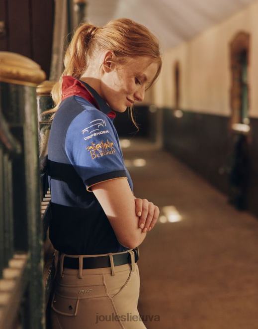 tamsiai mėlyna burghley polo marškinėliai moterys drabužiai Joules N8VVH114