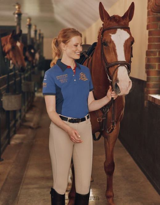 tamsiai mėlyna burghley polo marškinėliai moterys drabužiai Joules N8VVH114