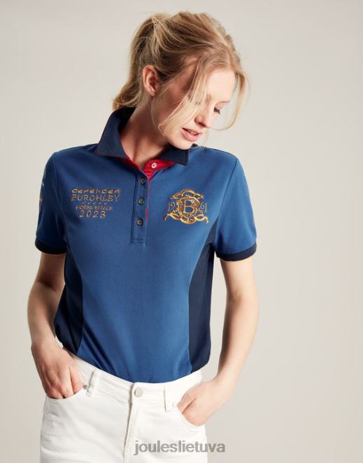 tamsiai mėlyna burghley polo marškinėliai moterys drabužiai Joules N8VVH114