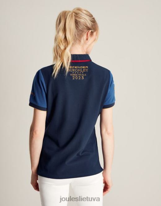 tamsiai mėlyna burghley polo marškinėliai moterys drabužiai Joules N8VVH114