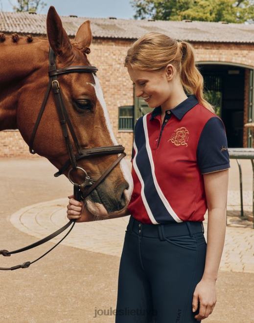 tamsiai raudona burghley polo marškinėliai moterys drabužiai Joules N8VVH120