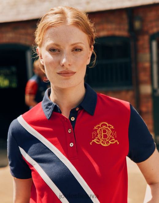 tamsiai raudona burghley polo marškinėliai moterys drabužiai Joules N8VVH120
