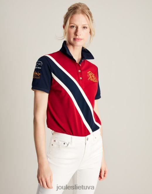 tamsiai raudona burghley polo marškinėliai moterys drabužiai Joules N8VVH120