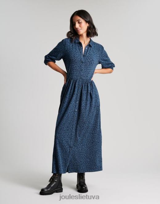 mėlynas leopardas nova jersey midi marškinėlių suknelė moterys drabužiai Joules N8VVH94