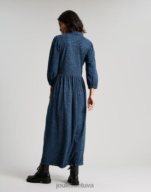 mėlynas leopardas nova jersey midi marškinėlių suknelė moterys drabužiai Joules N8VVH94