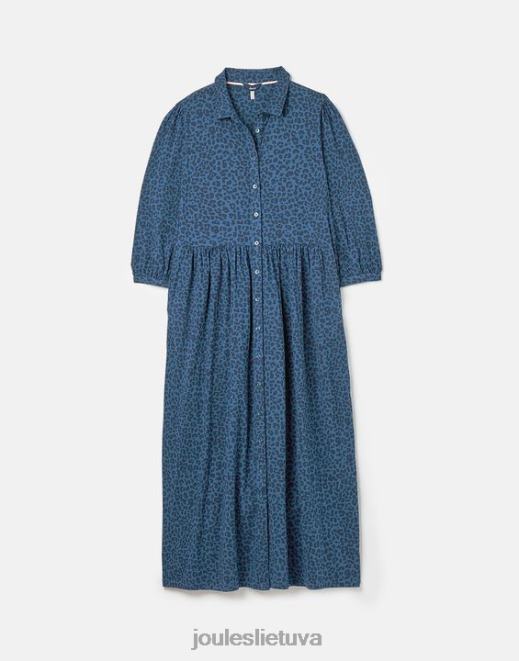 mėlynas leopardas nova jersey midi marškinėlių suknelė moterys drabužiai Joules N8VVH94