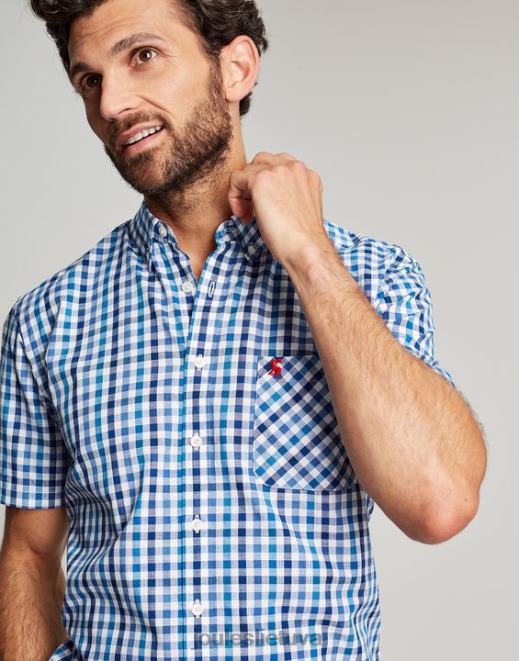 mėlynas ginghamas Wilson Classic Fit check marškinėliai vyrų drabužiai Joules N8VVH242