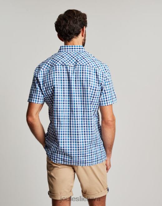 mėlynas ginghamas Wilson Classic Fit check marškinėliai vyrų drabužiai Joules N8VVH242